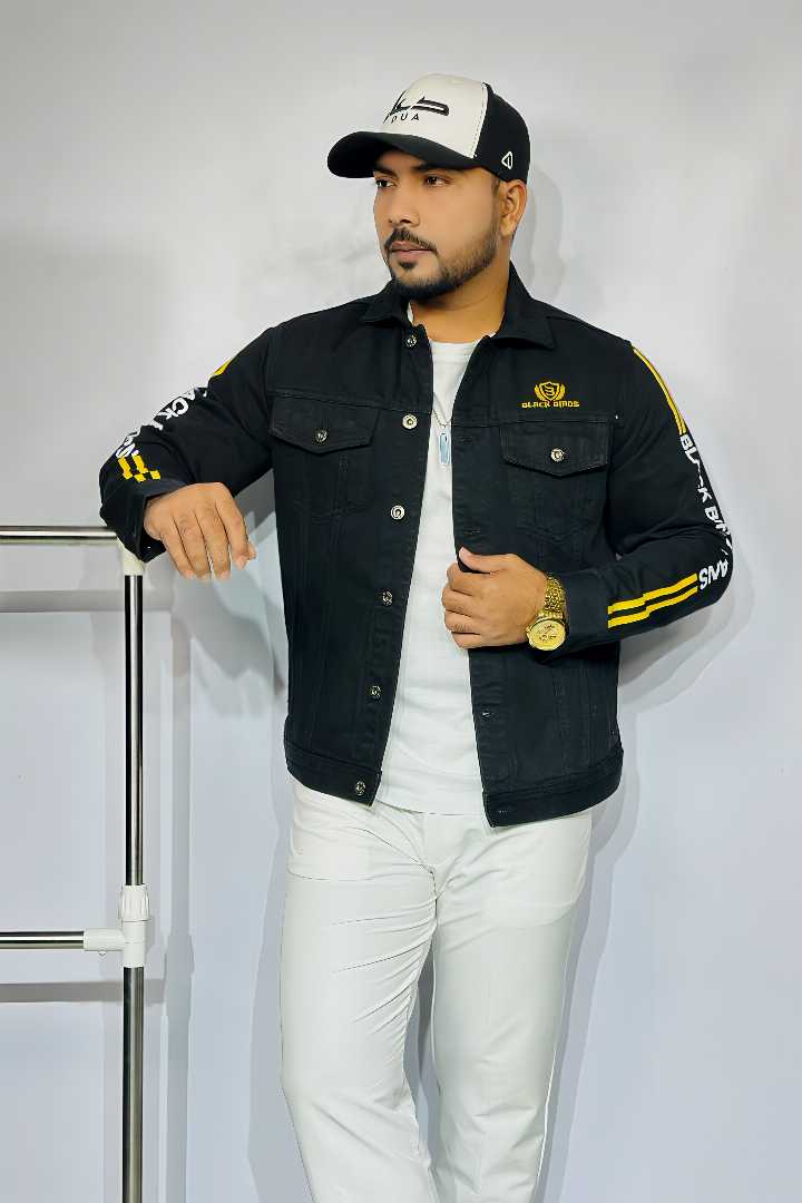 premium denim jacket, print denim jacket men, stylish denim jacket, men’s winter jacket, trendy denim jacket, printed jacket for men, rock land bd jacket, fashion denim jacket, casual denim jacket