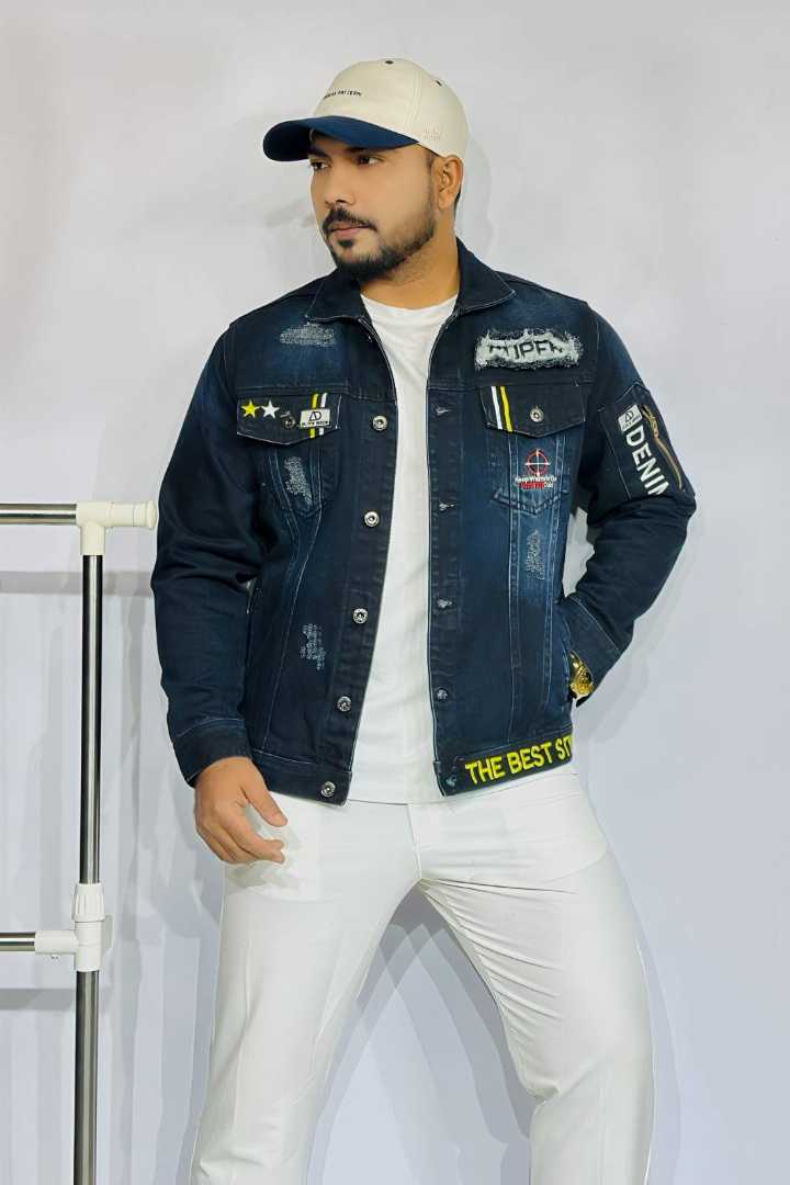 premium denim jacket, print denim jacket men, stylish denim jacket, men’s winter jacket, trendy denim jacket, printed jacket for men, rock land bd jacket, fashion denim jacket, casual denim jacket