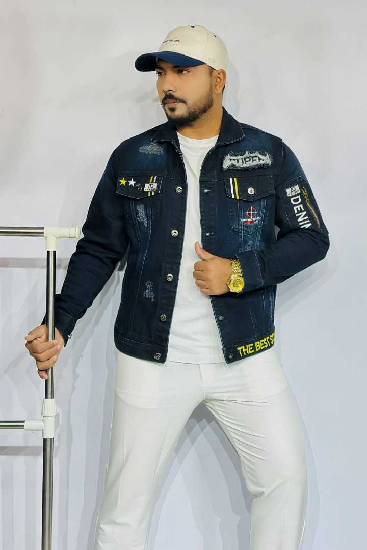 premium denim jacket, print denim jacket men, stylish denim jacket, men’s winter jacket, trendy denim jacket, printed jacket for men, rock land bd jacket, fashion denim jacket, casual denim jacket