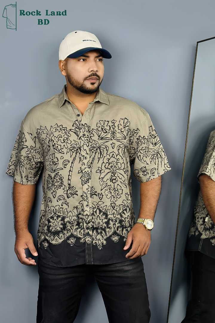men drop shoulder shirt, half sleeve shirt bd, printed casual shirt men, stylish men shirt Bangladesh, premium men shirt BD, summer shirt for men, trendy half shirt, men fashion Bangladesh, casual we